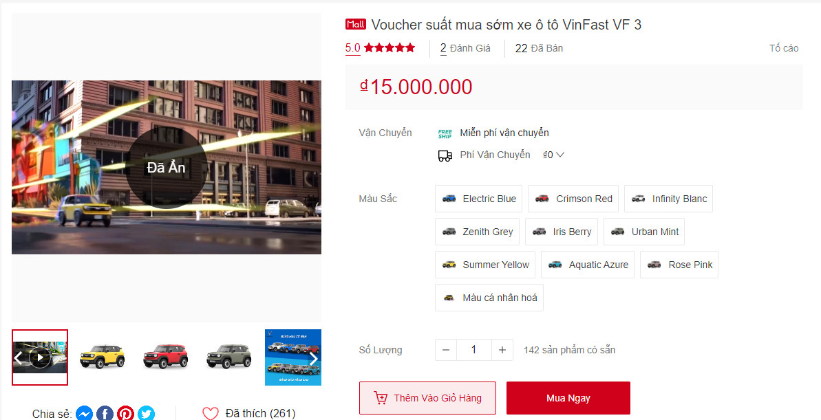 Voucher suất mua sớm xe ô tô VinFast VF 3