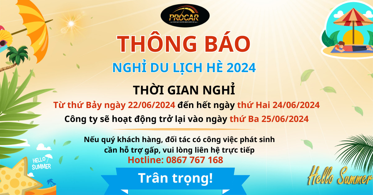 Thông báo lịch nghỉ du lịch năm 2024